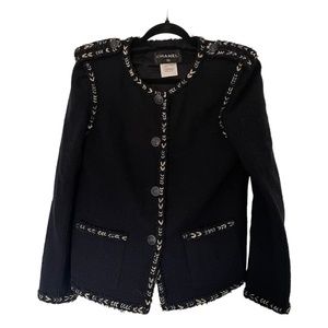 Chanel La Petite Veste Noire AUTHENTIC Blue Tweed Jacket